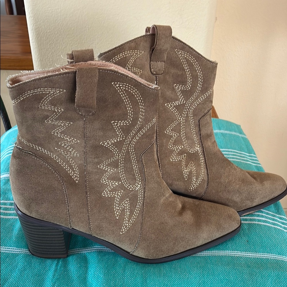 Brown Western Ankle Boots